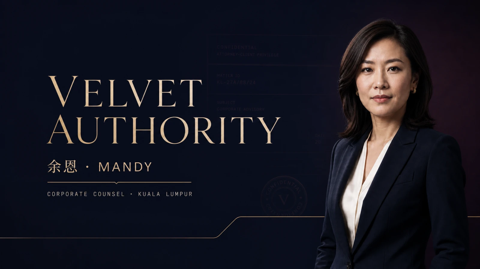 Velvet Authority female corporate lawyer website preview